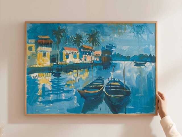 Bangladesh Travel Poster Bengali River Scene Art Print - image 1