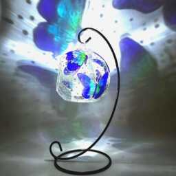 Blue Hand-Painted Glass Butterfly Candle Holder - thumbnail 1