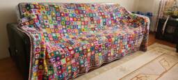 Crochet Afghan Blanket, Granny Square Bedspread Throw, Patchwork Knitted Sofa Blanket, Large Crochet Vintage Retro Blanket - thumbnail 1