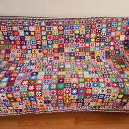 Crochet Afghan Blanket, Granny Square Bedspread Throw, Patchwork Knitted Sofa Blanket, Large Crochet Vintage Retro Blanket - thumbnail 3