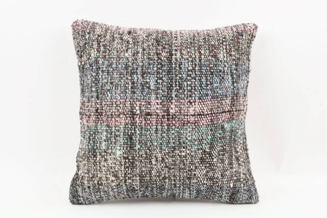 Handmade Turkish Kilim Pillow 18''x18'' Wool Decorative Cushion - image 1