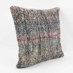Handmade Turkish Kilim Pillow 18''x18'' Wool Decorative Cushion - thumbnail 3
