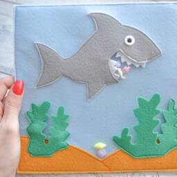 Felt Quiet Book Page Shark Montessori Toy For Toddlers - thumbnail 3