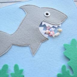 Felt Quiet Book Page Shark Montessori Toy For Toddlers - thumbnail 4
