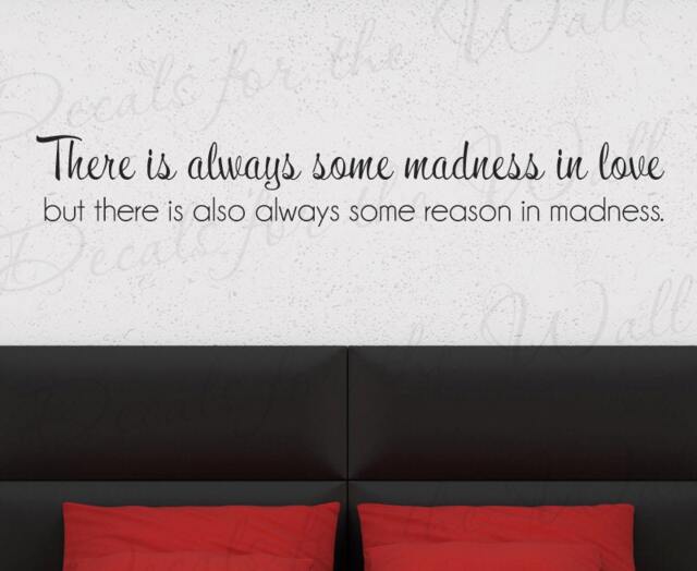 There Is Always Some Madness in Love But Also Reason Courage Relationship Marriage Wall Quote Sticker Vinyl Decal Art A64 - image 1