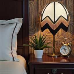 Art Deco Cream Lamp Shades With Black & Gold Fringe, Handmade in The UK - thumbnail 3