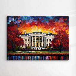 The White House Usa Washington Landmark Oil Painting Style Wall Art, Framed Calming Canvas Poster Print Home/Office Room Decor Gifts - thumbnail 3