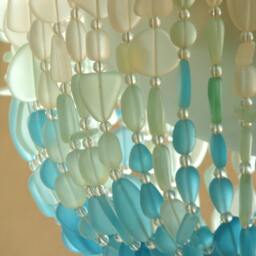Sea Glass Chandelier Coastal Flush Mount Ceiling Light, Turquoise Ombre - thumbnail 4