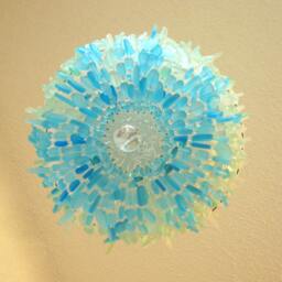 Sea Glass Chandelier Coastal Flush Mount Ceiling Light, Turquoise Ombre - thumbnail 3