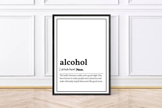 Alcohol Word Definition Prints, Bar Decor, Gifts, Framed Wall Art Or Downloadable - image 1