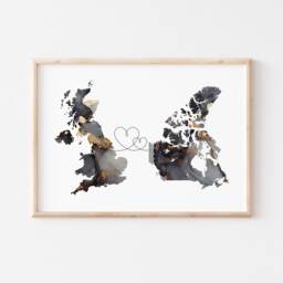 Britain & Canada Map Black & Gold Travel Wall Art Print - United Kingdom UK - thumbnail 3