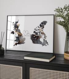 Britain & Canada Map Black & Gold Travel Wall Art Print - United Kingdom UK - thumbnail 1