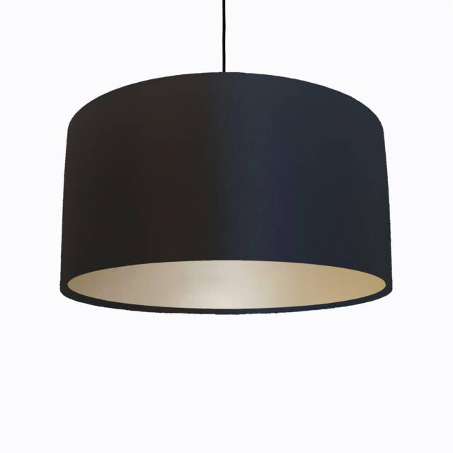 Black Lampshade in Satin With Champagne Lining, Large Ceiling Lightshade - image 1