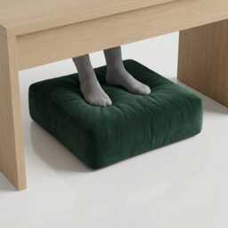 Green Plush Velvet Bean Bag Ottoman Square Floor Cushion, 60cm - thumbnail 3