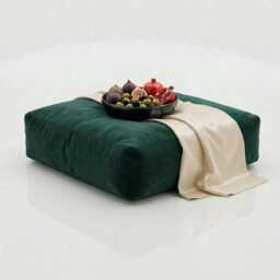 Green Plush Velvet Bean Bag Ottoman Square Floor Cushion, 60cm