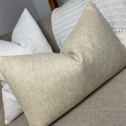 "Herringbone Cushion Cover, Beige Cream Decor, Pillow Cover - Design , Wool Blend Double Sided Sofa Bed 12""x20" - thumbnail 4
