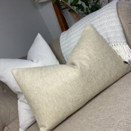 "Herringbone Cushion Cover, Beige Cream Decor, Pillow Cover - Design , Wool Blend Double Sided Sofa Bed 12""x20"