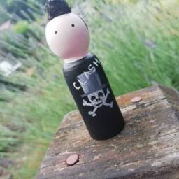 Joe Strummer Inspired Christmas Ornament Hand-Painted Peg Doll - thumbnail 3