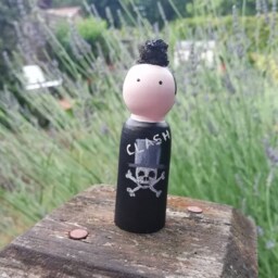 Joe Strummer Inspired Christmas Ornament Hand-Painted Peg Doll - thumbnail 2