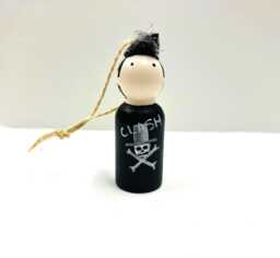 Joe Strummer Inspired Christmas Ornament Hand-Painted Peg Doll - thumbnail 1