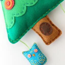 Owl & Tree. Felt Wall Hanging. Mobile. Nursery Decor. Plush Art. Woodland Nursery. Gender Neutral. Forest. Soft - thumbnail 2