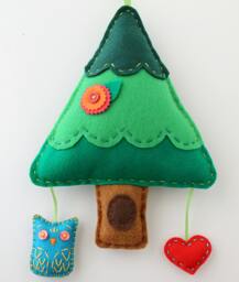 Owl & Tree. Felt Wall Hanging. Mobile. Nursery Decor. Plush Art. Woodland Nursery. Gender Neutral. Forest. Soft - thumbnail 1