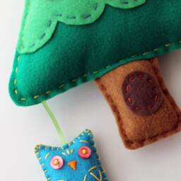 Owl & Tree. Felt Wall Hanging. Mobile. Nursery Decor. Plush Art. Woodland Nursery. Gender Neutral. Forest. Soft - thumbnail 4
