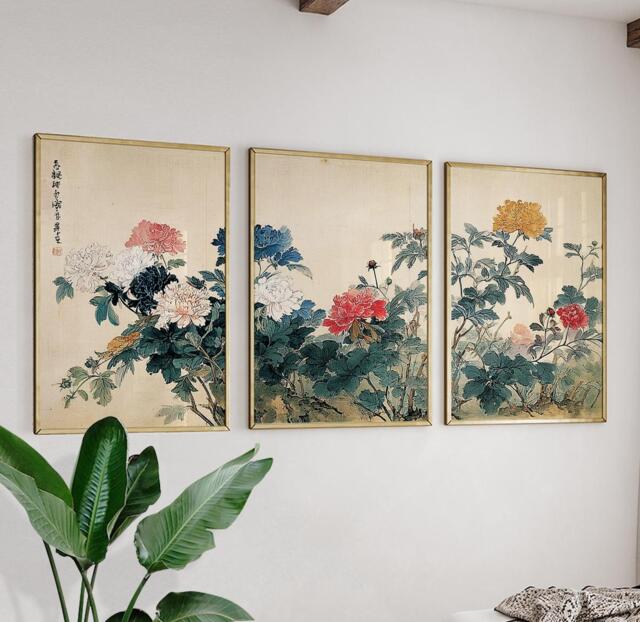 Vintage Botanical Flower Posters - Set Of 3 Floral Wall Art Prints - image 1