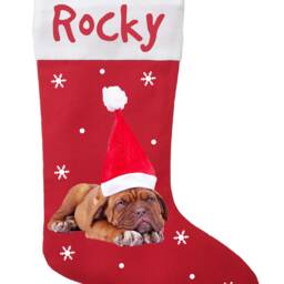 Personalized Dogue De Bordeaux Christmas Stocking Handmade Cotton Satin Lined - thumbnail 2