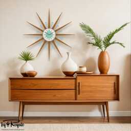 Teak Starburst Clock Mid Century Modern Wall Decor, 30 - thumbnail 2