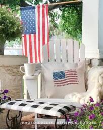 American Flag Linen Pillow Cover Rustic Farmhouse Decor - thumbnail 1
