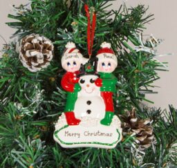 Personalized Snowman Family Christmas Tree Ornament - thumbnail 1