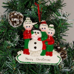 Personalized Snowman Family Christmas Tree Ornament - thumbnail 2