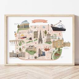 Edinburgh Map, Illustrated Map Of Edinburgh, Print, Art, Scotland Travel Poster, Gift - thumbnail 1