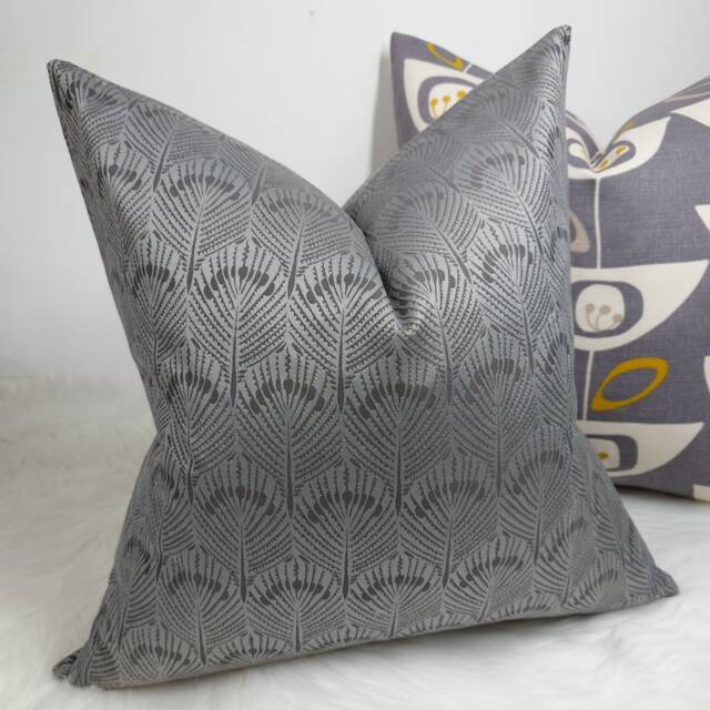 Art Deco Fan Grey/steel Cushion Cover Gorgeous John Lewis & Partner Fabric Square Sofa Throw Pillow Case - image 1