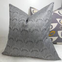 Art Deco Fan Grey/steel Cushion Cover Gorgeous John Lewis & Partner Fabric Square Sofa Throw Pillow Case - thumbnail 2