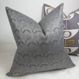 Art Deco Fan Grey/steel Cushion Cover Gorgeous John Lewis & Partner Fabric Square Sofa Throw Pillow Case - thumbnail 1