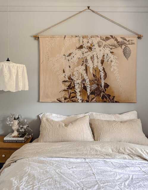Linen Wall Hanging Floral Landscape Vintage Art Print - image 1