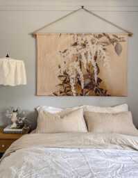Linen Wall Hanging Floral Landscape Vintage Art Print - thumbnail 1