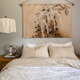 Linen Wall Hanging Floral Landscape Vintage Art Print - thumbnail 2
