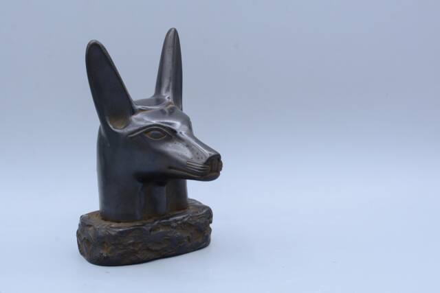 Egyptian Art God Anubis Head Black Polystone Made in Egypt - image 1