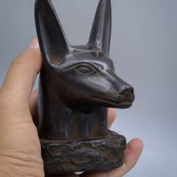 Egyptian Art God Anubis Head Black Polystone Made in Egypt - thumbnail 4