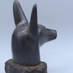 Egyptian Art God Anubis Head Black Polystone Made in Egypt - thumbnail 3
