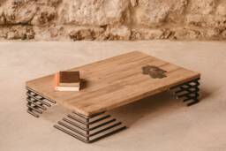 Wooden Coffee Table/Coffee Original Wooden With Steel Legs - thumbnail 1