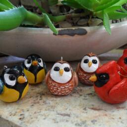 Handmade Clay Cardinal Christmas Ornament - Bird Tree Decoration - thumbnail 2