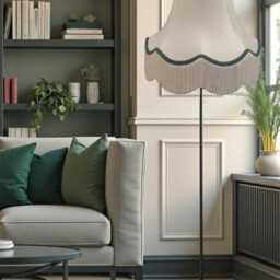 Traditional Cream Fabric Lampshade Handmade For Table & Floor Standard Lamp Bases, Wall Light Fixtures, Ceiling Fittings - thumbnail 3