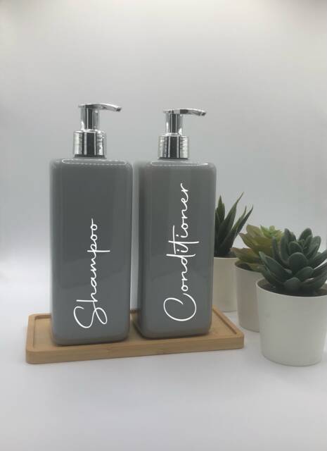 Personalised Grey Square Soap Dispenser Bottle With Silver Pump 250Ml & 500Ml - image 1