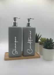 Personalised Grey Square Soap Dispenser Bottle With Silver Pump 250Ml & 500Ml
