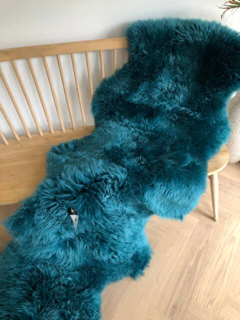 Sea Green Double Length Genuine Sheepskin Rug , Sheepskin, Fur Rug, Interior Accessory - image 1