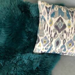 Sea Green Double Length Genuine Sheepskin Rug , Sheepskin, Fur Rug, Interior Accessory - thumbnail 4